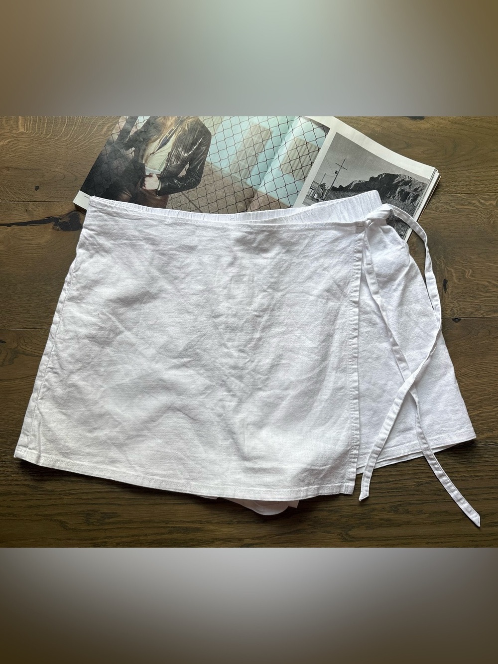New Francesca’s Wrap Skort Side Tie Pull-On Cotton In White Size L